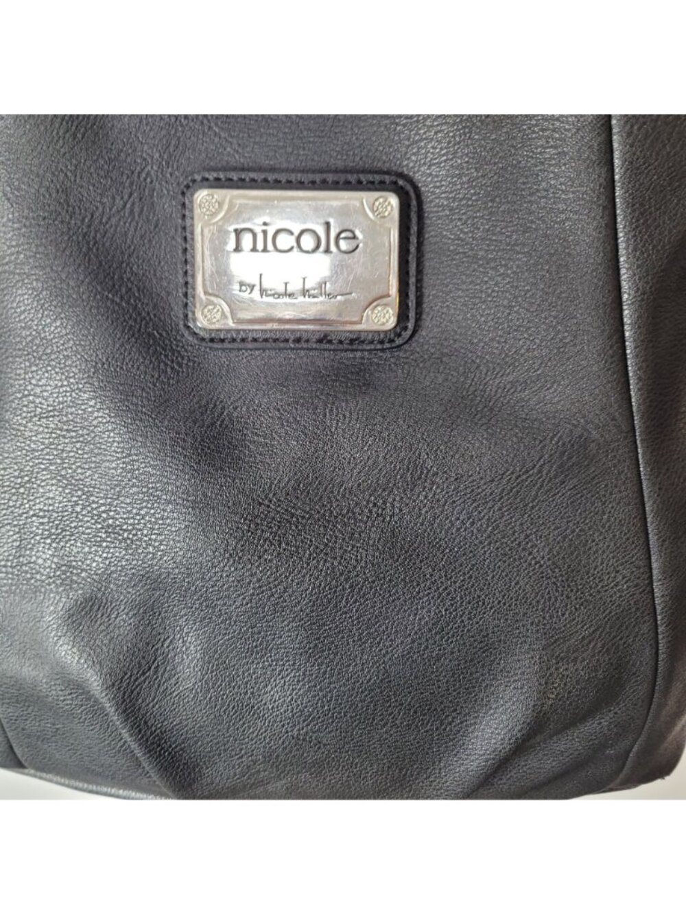 Nicole Miller Black Leather Shoulder Bag - Y2K edgy yet classic Grunge Chic 90's - Picture 7 of 15